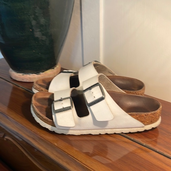 Birkenstock Shoes Birkenstocks In Size 37 White Leather Poshmark